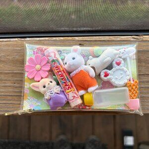 Kawaii Gachapon Pouch with various miniatures for spring theme
